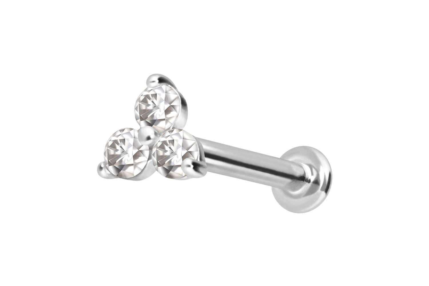14 Karat Gold Labret Piercing mit Push Fit MOISSANIT-BLUME